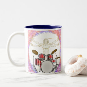 Personalised Vitruvian Drummer Two-Tone Coffee Mug