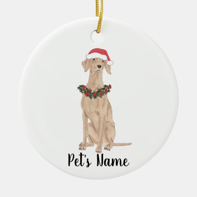 Personalised Vizsla Ceramic Ornament (Front)