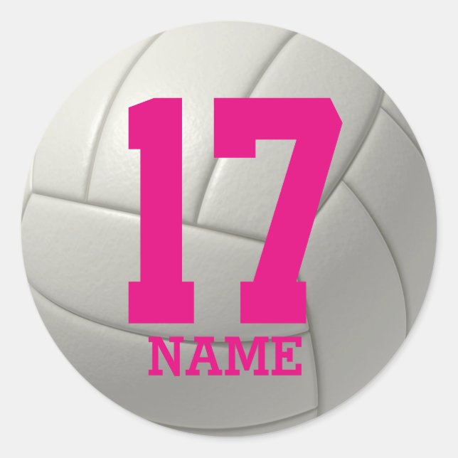Personalised Volleyball (add your name and number) Classic Round Sticker (Front)