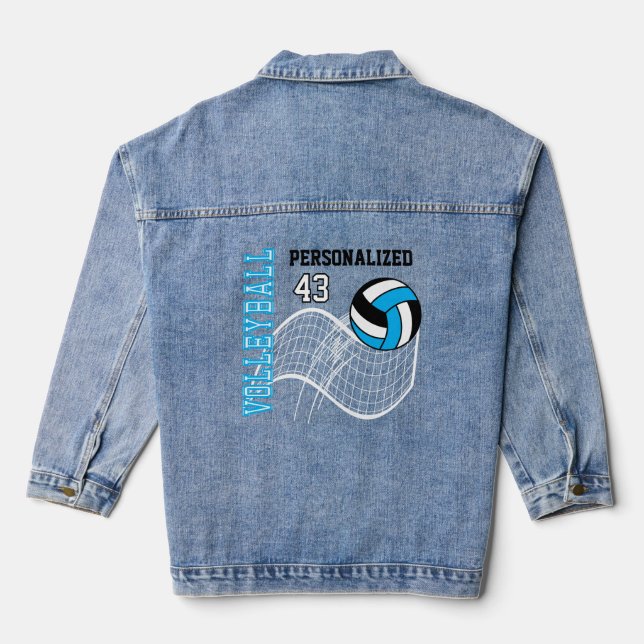 Personalised Volleyball - Baby Blue Denim Jacket (Back)