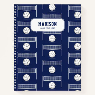 Personalised Volleyball Ball & Net Pattern Notebook