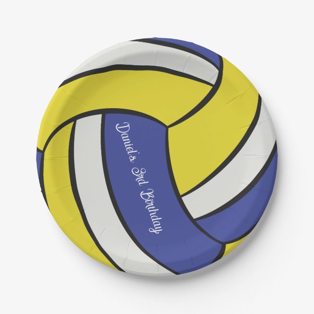 Personalised Volleyball Birthday Theme Paper Plate (Front)
