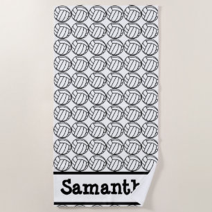 Personalised Volleyball Black Beach Towel