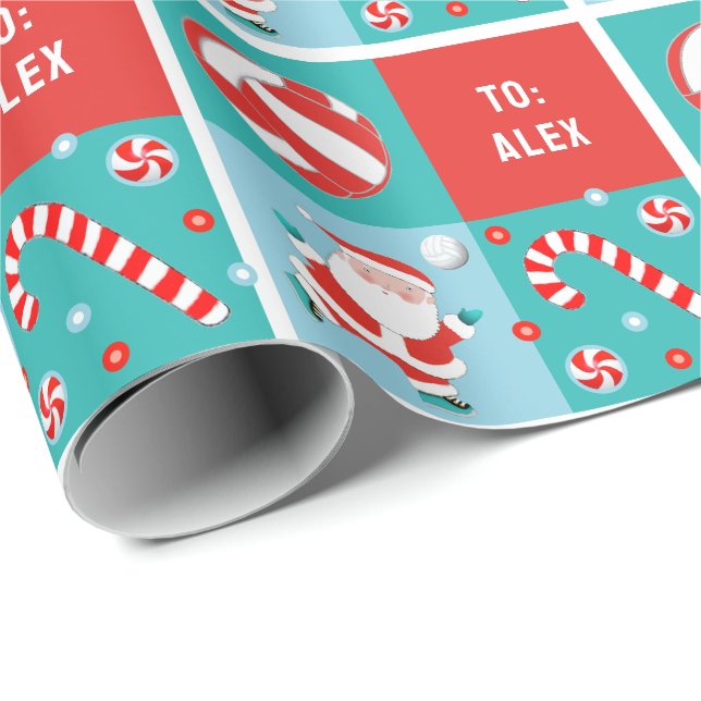 Personalised Volleyball Christmas Wrapping Paper (Roll Corner)