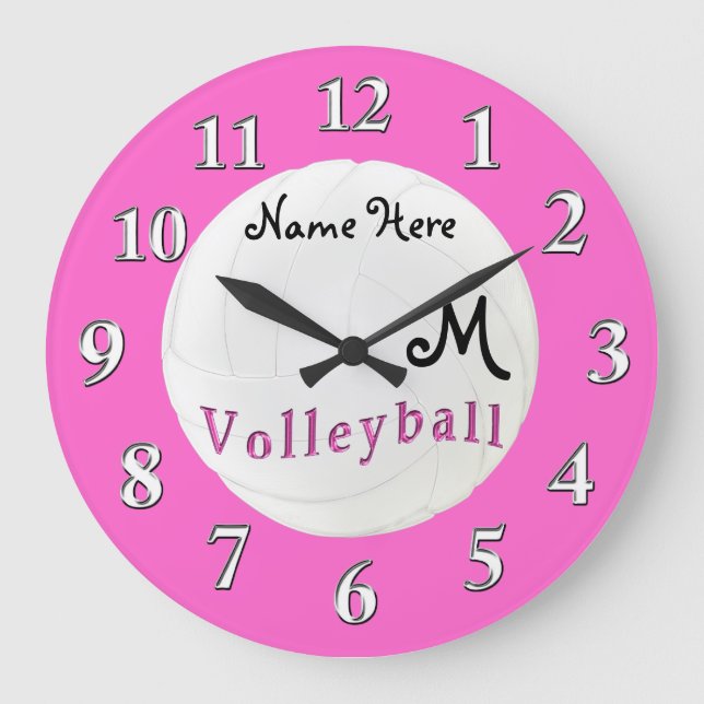 Personalised Volleyball Clock NAME and MONOGRAM (Front)
