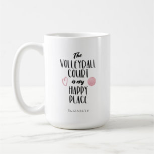personalised volleyball court happy place coffee mug