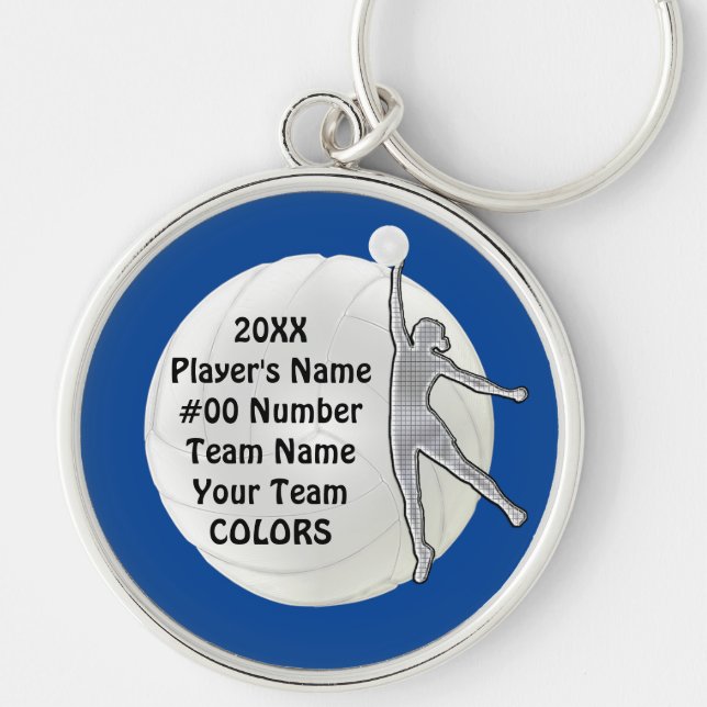 Personalised Volleyball Gifts TEAM COLORS, TEXT Key Ring (Front)