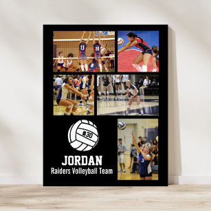 Personalised Volleyball Photo Collage Name Team # Poster