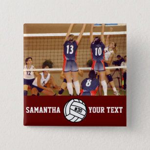 Personalised Volleyball Photo Name Team # 15 Cm Square Badge