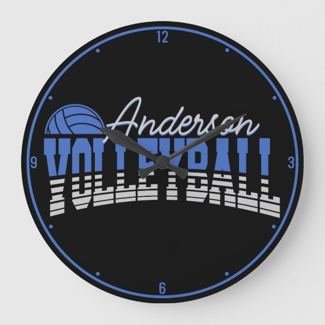 Personalised Volleyball Player ADD NAME Team Champ Large Clock (Front)