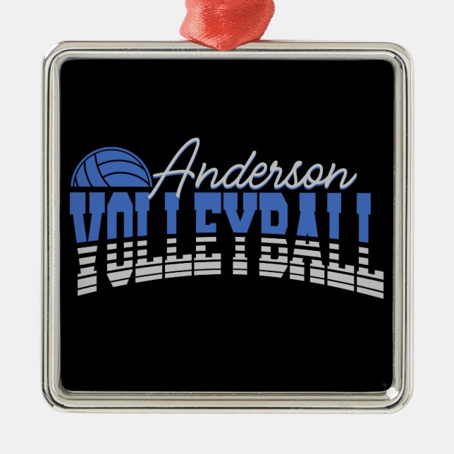 Personalised Volleyball Player ADD NAME Team Champ Metal Ornament (Front)