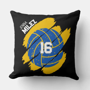 Personalised Volleyball Player blue and yellow Cushion