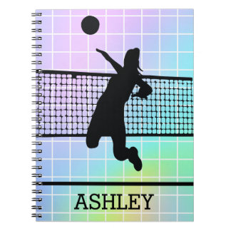 Personalised Volleyball Player Net Colourful Notebook