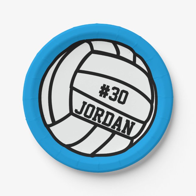 Personalised Volleyball Player Number, Name, Team Paper Plate (Front)