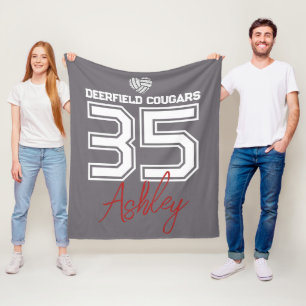 Personalised Volleyball Player School Colours Fleece Blanket