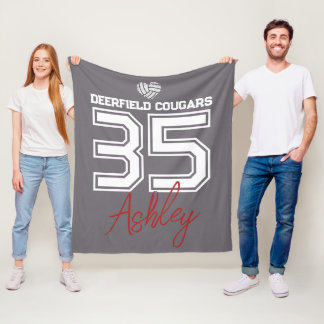 Personalised Volleyball Player School Colours Fleece Blanket