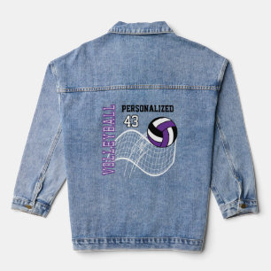 Personalised Volleyball - Purple Denim Jacket