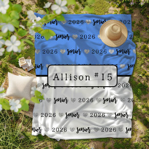 Personalised Volleyball Senior blue and white  Fleece Blanket