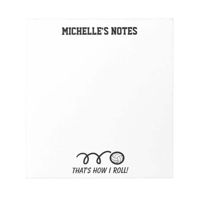 Personalised volleyball sports memo writing notepad (Front)