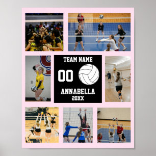 Personalised Volleyball Team Girls Photo Collage Poster