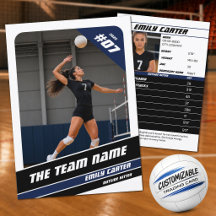 Personalised Volleyball Trading Card White Blue