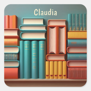 Personalised Volumes of Book Novels Square Sticker