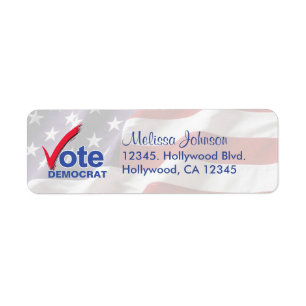 Personalised Vote Democrat Return Address Labels