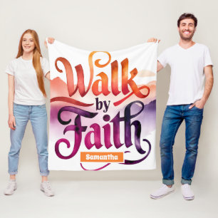 Personalised Walk By Faith Christian Fleece Blanket