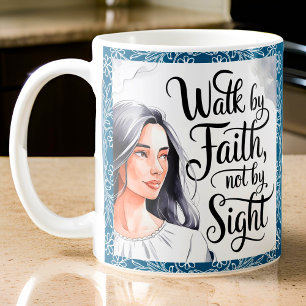 Personalised Walk By Faith Christian Women Mug