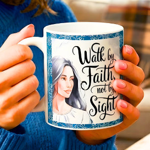 Personalised Walk By Faith Christian Women Mug