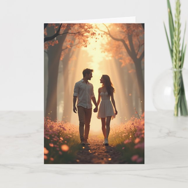 Personalised Walking Couple Valentine Card (Front)
