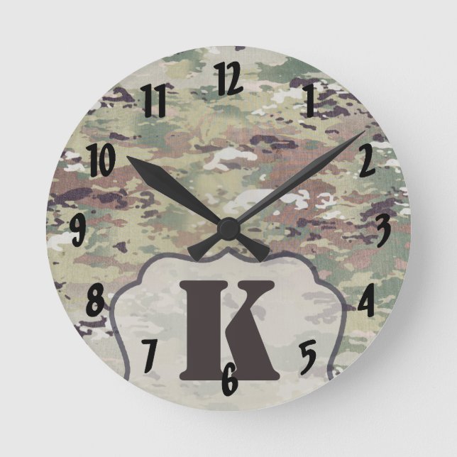 Personalised Wall Clock Army OCP Camo Uniform Camo (Front)