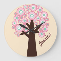 Personalised Wall Clock - Retro Tree Design