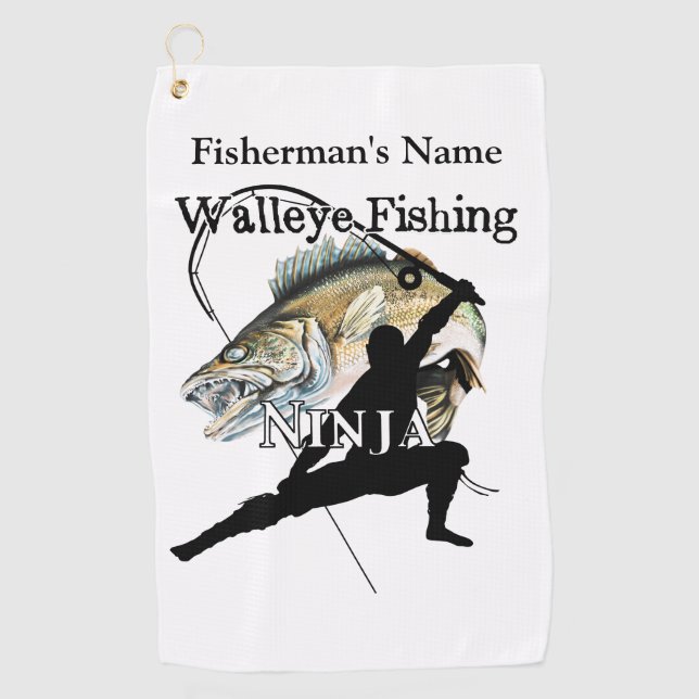Personalised Walleye Fishing Ninja 2 Fishing Towel (Front)