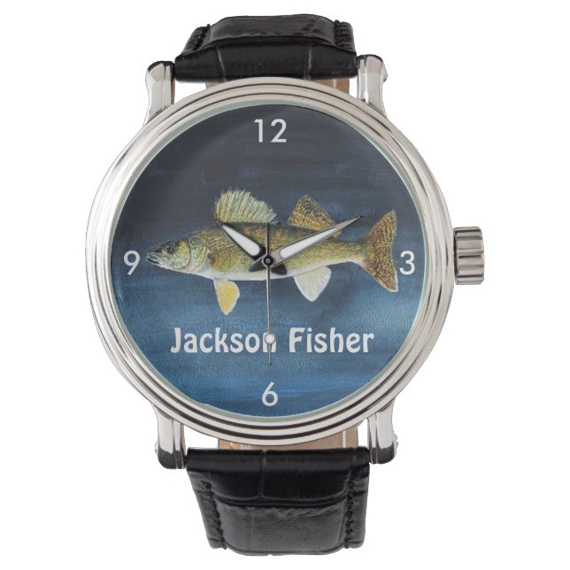 Personalised Walleye Pike on Blue Watch (Front)