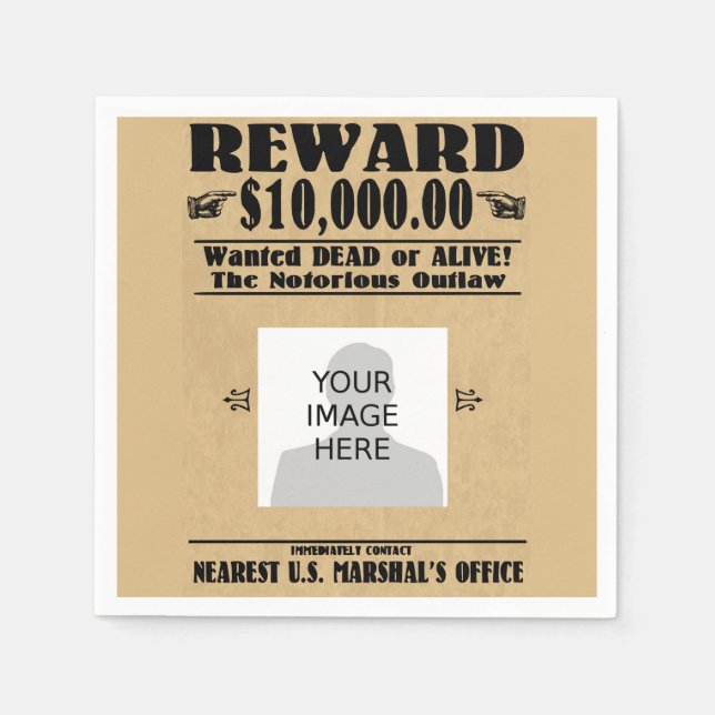 Personalised Wanted Dead or Alive Napkins (Front)
