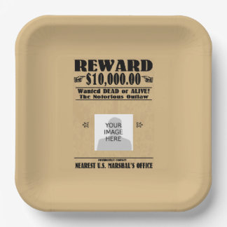 Personalised Wanted Dead or Alive Paper Plate