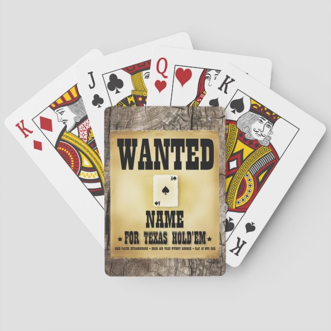 Personalised Wanted for Texas Hold'em Playing Card (Back)