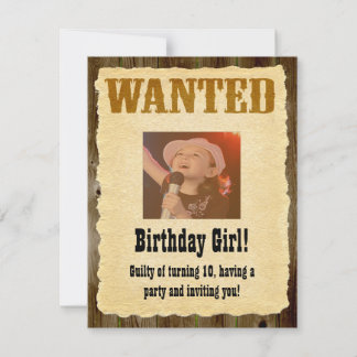 Personalised Wanted Poster, Western Style Birthday Invitation
