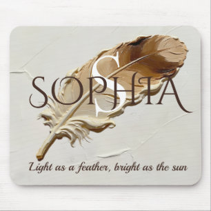 Personalised Warm Brown Feather Monogram  Mouse Pad