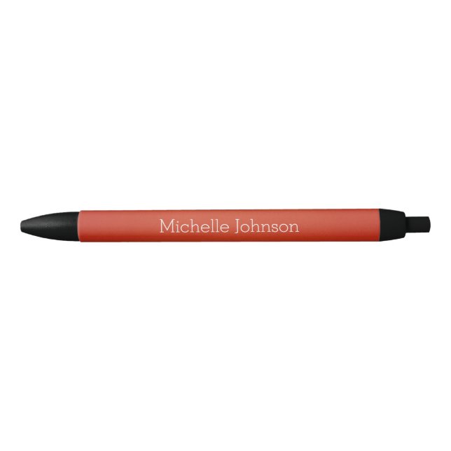 Personalised Warm Red Grainy Texture Black Ink Pen (Front)