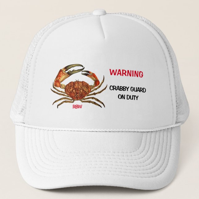 Personalised "Warning Crabby Guard on Duty"  Truck Trucker Hat (Front)