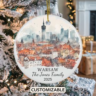Personalised Warsaw Ornament, Poland Gift Ceramic Ornament
