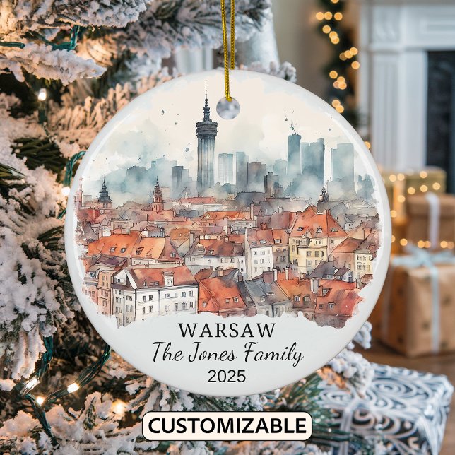 Personalised Warsaw Ornament, Poland Gift Ceramic Ornament (Creator Uploaded)