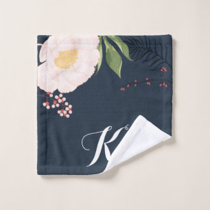 Personalised Wash Cloth Baby Pink Cosmos on Navy
