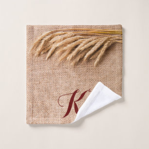 Personalised Wash Cloth Wheat on Burlap Sack Count