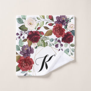 Personalised Wash Cloth White Roses Gold Geometric