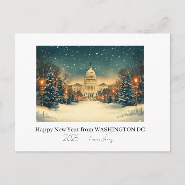 Personalised Washington DC New Year Holiday Postcard (Front)