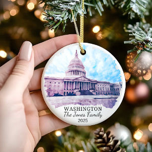 Personalised Washington Ornament, Washington Gift Ceramic Ornament