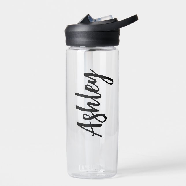 Personalised Water Bottle with Straw – Custom Name (Left)
